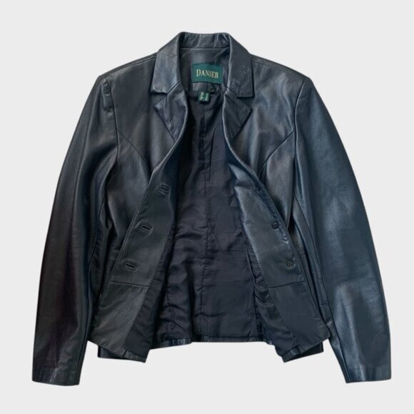 Danier Navy Leather Jacket - Picture 10 of 16